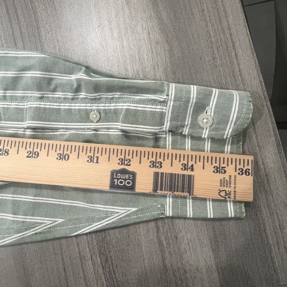 Lands End Green Stripe Supima No Iron Oxford Button Traditional Fit Tall 16-36 - Picture 11 of 11